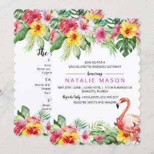 Flamant rose tropical Bachelorette Invitation du w
