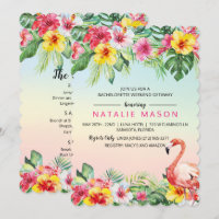 Flamant rose tropical Bachelorette Invitation du w
