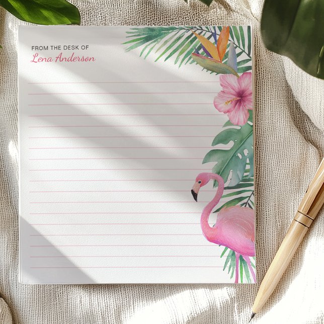 Flamant rose tropical Bloc-notes personnalisé avec (Tropical Notepad)