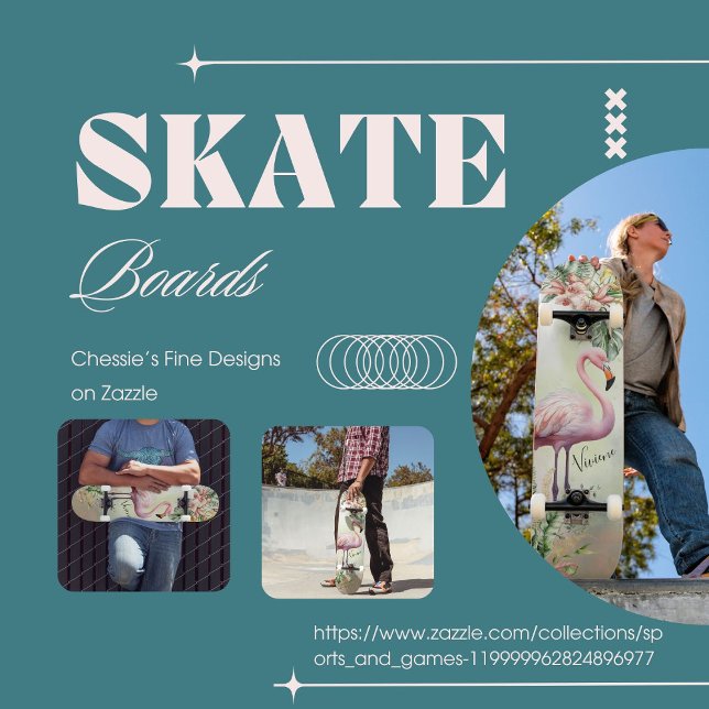 Flamant rose Tropical Botanical Skateboard (Créateur téléchargé)