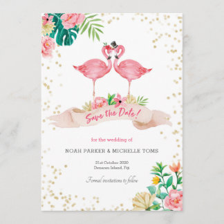 Flamant rose Tropical Enregistrer la carte de date