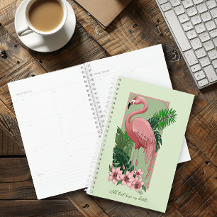 Flamant Rose Tropical Feuilles de Palmier Vert Lys