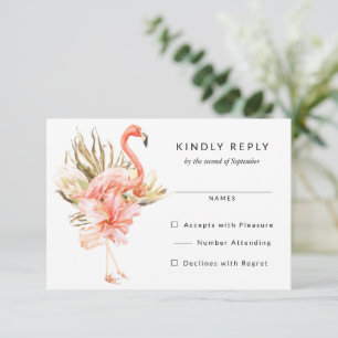 Flamant rose tropical Fleurs de mariage RSVP Répon