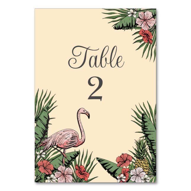 Flamant rose tropical Luau Numéro de tableau Carte (Par défaut)