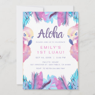 Flamant rose tropical Luau Première invitation à l