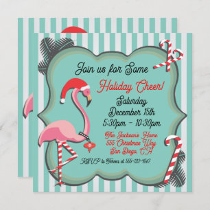 Flamant rose tropical Noël Invitation