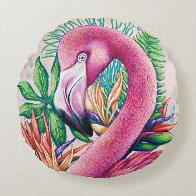 Flamant rose Tropical Pink Tour Coussin (Devant)