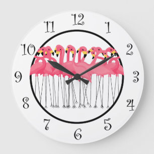Flamant rose Tropical tendance Horloges de cuisine