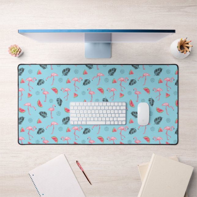 Flamant rose Tropical tendance & Motif Watermelon  (Bureau 1)