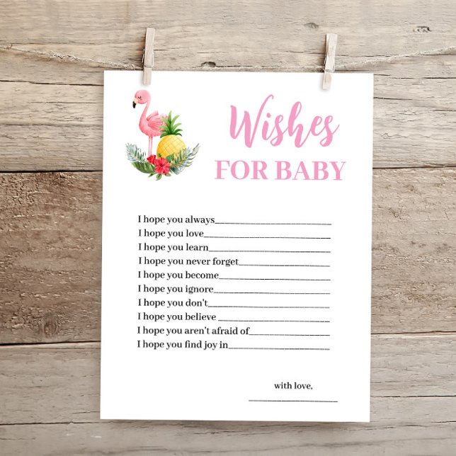 Flamant rose Tropical Voeux pour carte Baby shower (Créateur téléchargé)