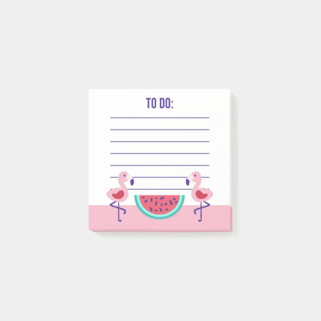 Flamant rose tropical Watermelon Post-It Notes (Devant)