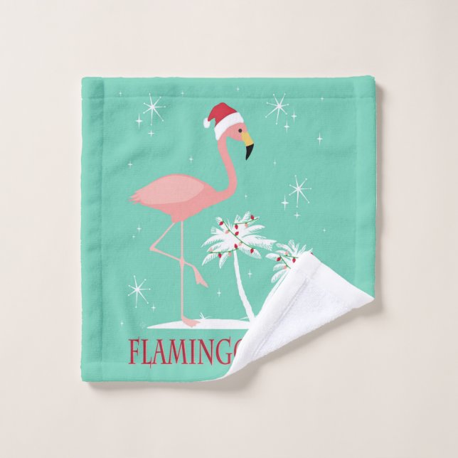FLAMANT ROSE VINTAGE MODERNE DE NOËL (Gant de toilette)