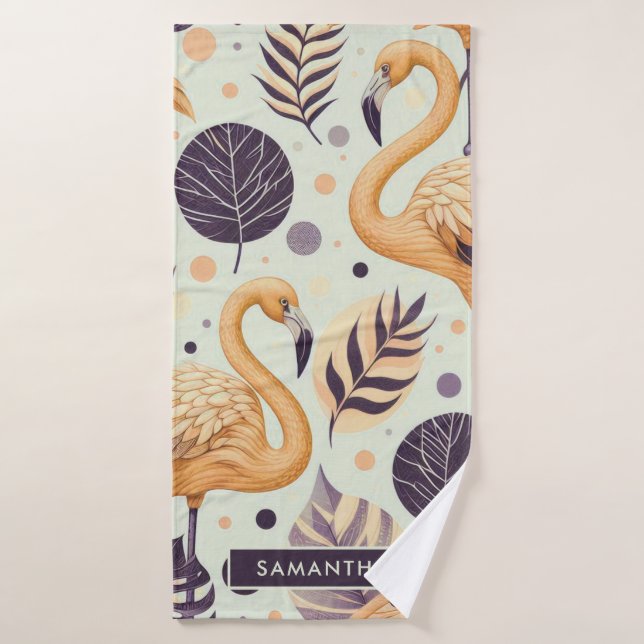 Flamant rose vintage sans couture (Serviette de bain)