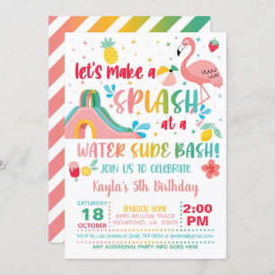 Flamant rose Water Slide Birthday Invitation