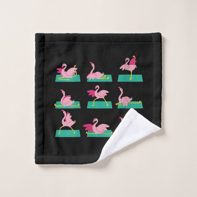 Flamant rose Yoga Poses Méditation Exercice d'entr (Gant de toilette)