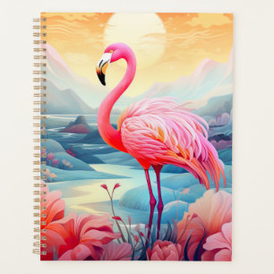 Flamant Tropical avec Fleurs