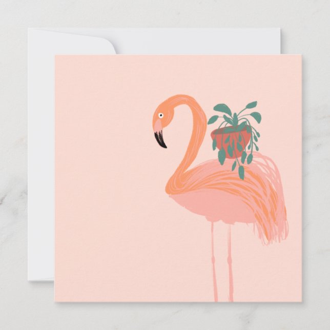 Flamant Tropical avec Plante en Pot Dessiné à la M (Devant)