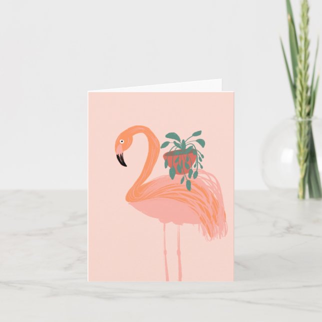 Flamant tropical avec plante en pot dessinée à la  (Devant)