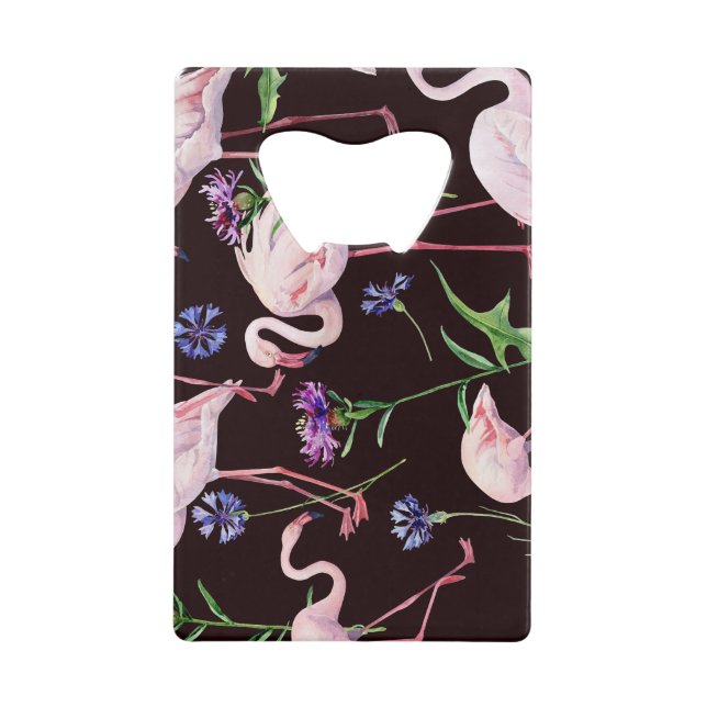Flamants d'aquarelle et fleurs sauvages motif. (Devant)