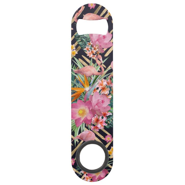 flamants et strokies tropicaux à fleurs et or (Devant)