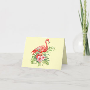 Flamants roses d'aquarelle tropicale et Merci Hibi