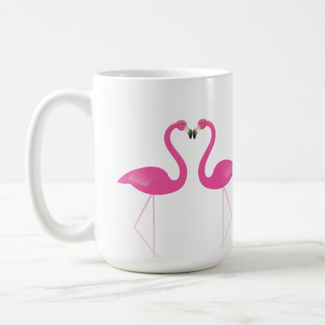 Flamants roses de baiser Mug romantique (Gauche)
