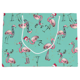 Flamants roses de vacances Sac de Noël Santa Hat
