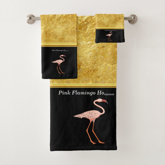 Flamants roses debout texture de feuille d'or 1 (En situation)