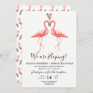 Flamants roses Elopement invitation à la réception