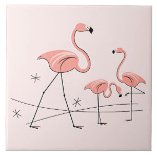 Flamants roses en carreaux trio rose 2