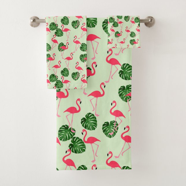 Flamants roses et Feuilles tropicaux (En situation)