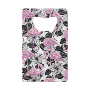 Flamants roses et fleurs d'hibiscus