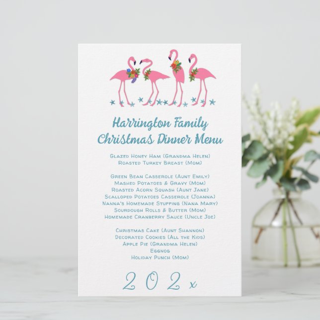 Flamants roses Famille Menu Modèle (Debout devant)
