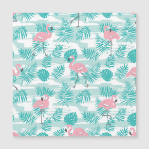 flamants roses, feuilles de palmiers verts, tropic