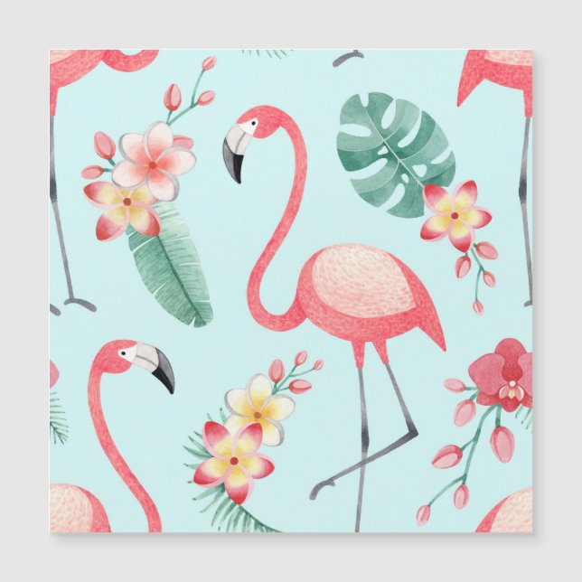 Flamants roses Fleurs tropicales Motif aquarelle (Devant)