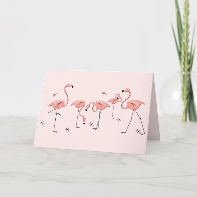 Flamants roses Groupe rose - Carte de voeux (Devant)