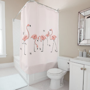 Flamants roses Groupe rose rideau de douche
