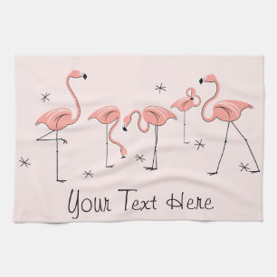 Flamants roses Groupe rose Texte serviette de cuis