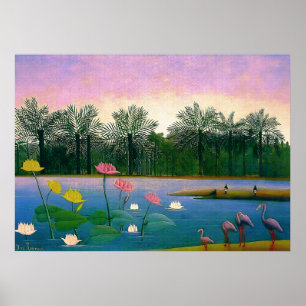 Flamants roses - Henri Rousseau Poster pourpre