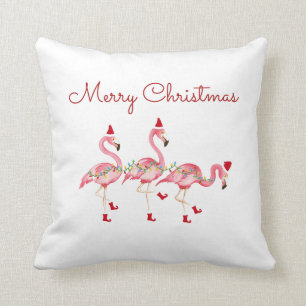 Flamants roses Jets de Noël oreiller