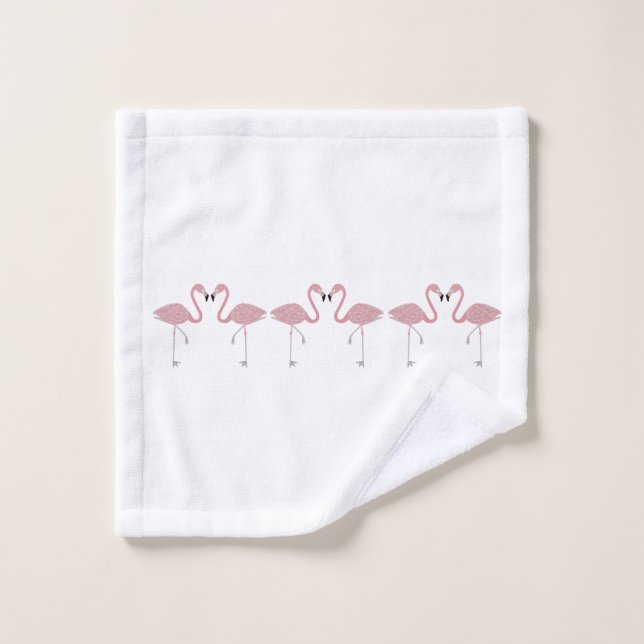 Flamants roses laver le linge (Gant de toilette)