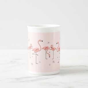 Flamants roses Ligne rose os chine mug