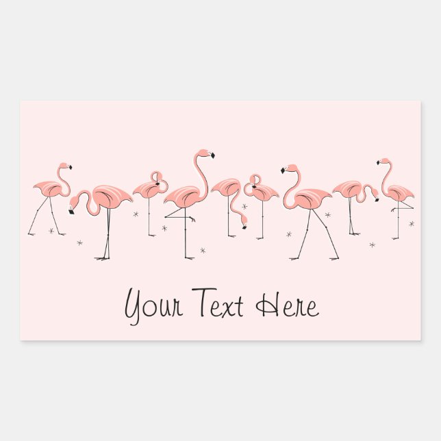 Flamants roses Ligne rose rectangle autocollant (Devant)