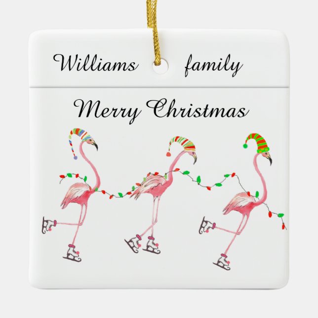 Flamants roses monogrammés ornement de Noël (Devant)