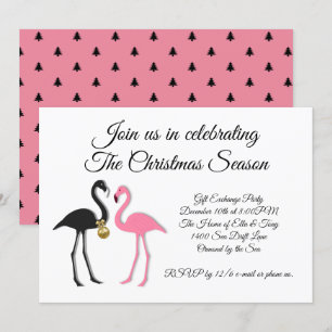 Flamants roses noirs roses Noël Fête Invitation