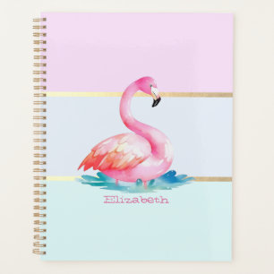 Flamants roses pastel moderne rayé