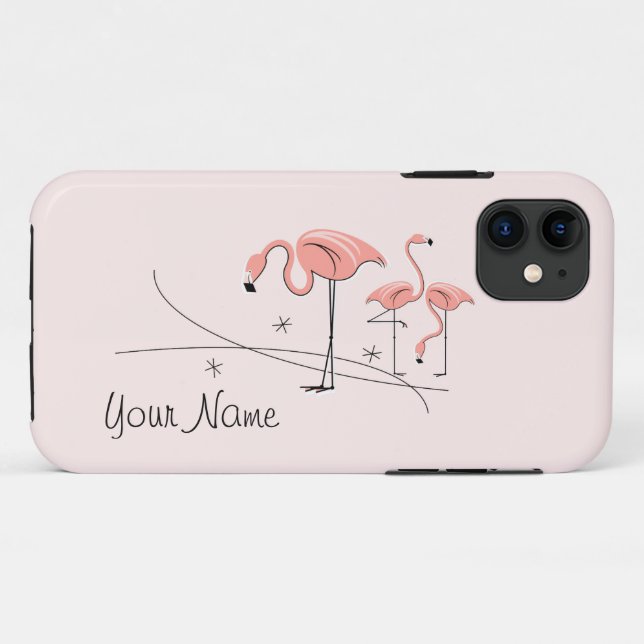 Flamants roses Pink Trio 3 'Nom' iPhone 11 coque (Dos (Horizontal))