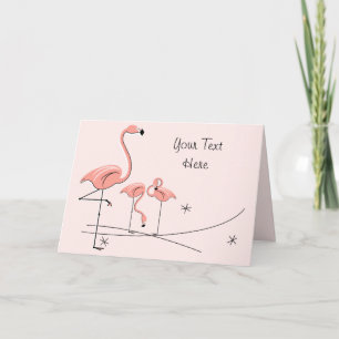 Flamants roses Pink Trio 4 texte carte de voeux