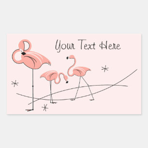 Flamants roses Pink Trio Texte autocollant rectang
