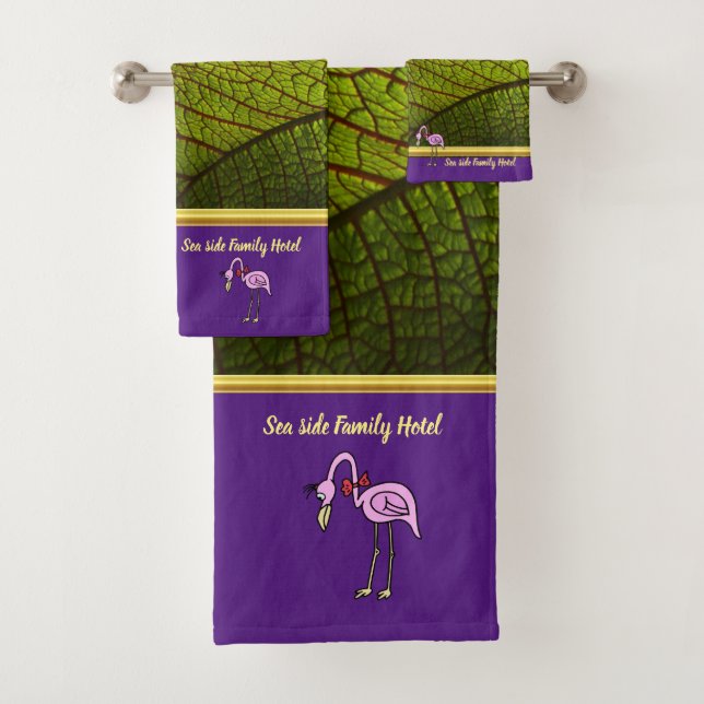 Flamants roses romantiques roses avec feuille de f (En situation)